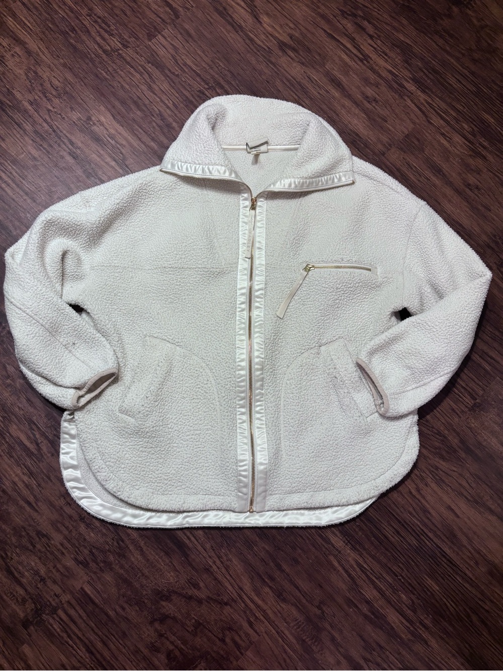 Varley Cream Sherpa Zip-Up Jacket for Women
